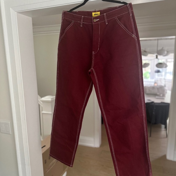 Men's GOLF WANG Red / Burgundy Cotton Twill Work Pant - Size 34 - Picture 5 of 15